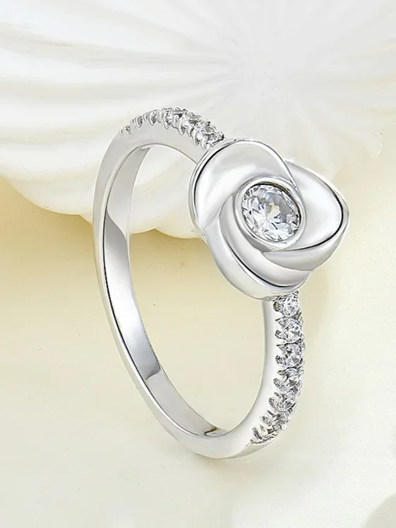 Φωτογραφία προϊόντος: Peach Jewelry Δαχτυλίδι Laura Ασήμι 925 Ρόδιο Τριαντάφυλλο Κρύσταλλος Με Ζιρκόνια