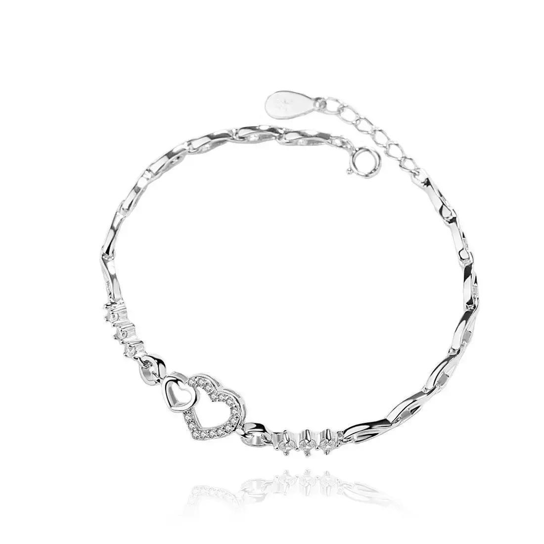 Φωτογραφία προϊόντος: Peach Jewelry Symbol Βραχιόλι Καρδίες Ζιργον Ασημι 925