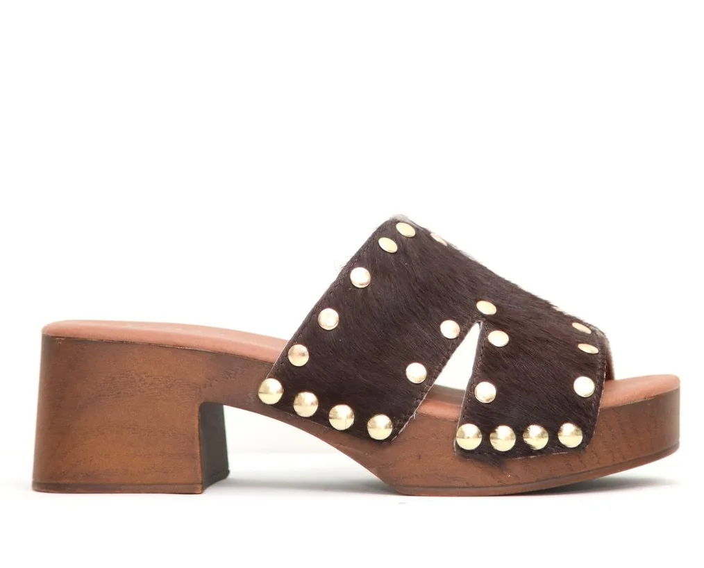 Φωτογραφία προϊόντος: top3shoes Top3 Shoes SF1637 Γυναικεία Mules από Δέρμα - (Τρίχα) σε Μόκα χρώμα