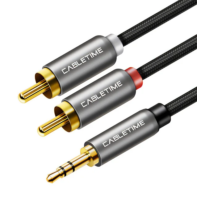 Φωτογραφία προϊόντος: CABLETIME καλώδιο ήχου 3.5mm σε 2x RCA CT-P12G, 3m, μαύρο