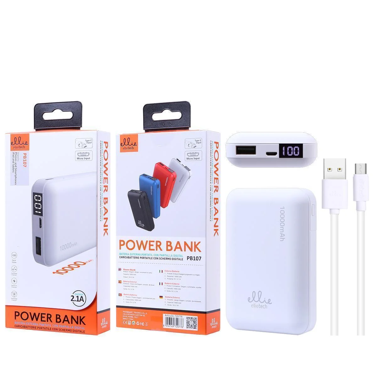 Φωτογραφία προϊόντος: OEM Ellietech PB107 Power Bank 10000mAh ΛΕΥΚΟ