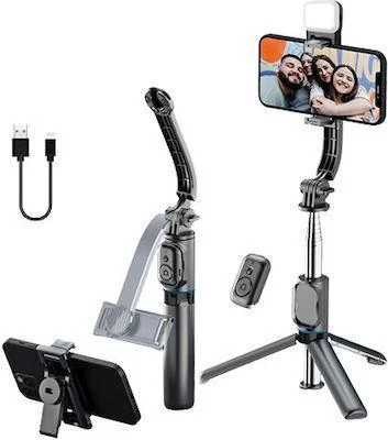 Φωτογραφία προϊόντος: Awei X49 Πτυσσόμενο Selfie Stick και Τρίποδο με Τηλεχειριστήριο - Μαύρο