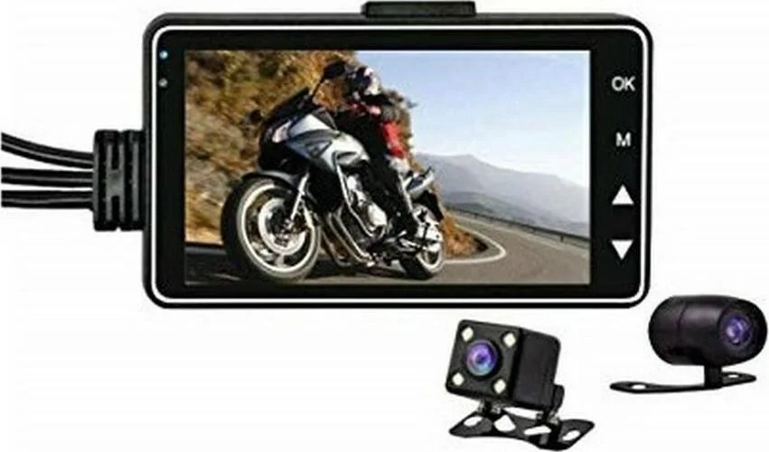 Φωτογραφία προϊόντος: OEM TR-608026 Σετ Κάμερα DVR Μοτοσυκλέτας 1080P με Οθόνη 3" & Κάμερα Οπισθοπορείας