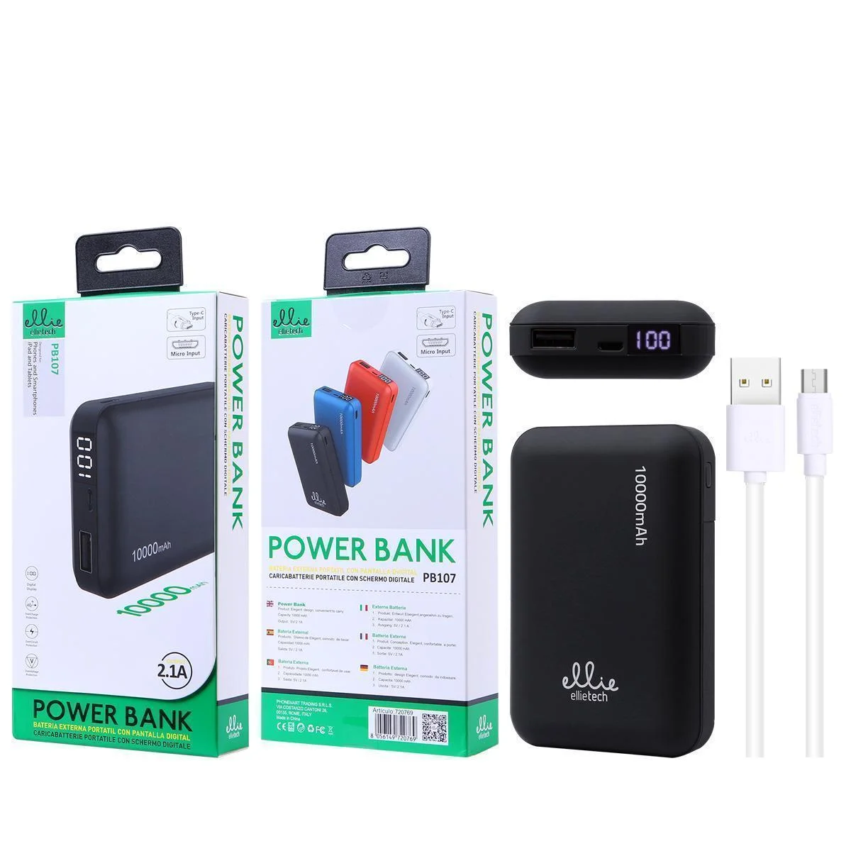 Φωτογραφία προϊόντος: OEM Ellietech PB107 Power Bank 10000mAh ΜΑΥΡΟ