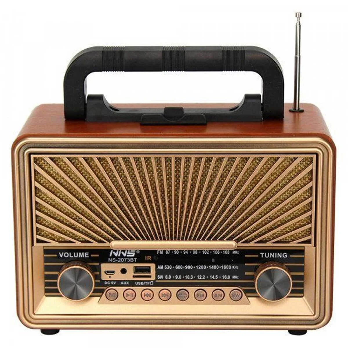 Φωτογραφία προϊόντος: OEM NS 2073BT Retro Επιτραπέζιο Ραδιόφωνο Επαναφορτιζόμενο με Bluetooth και USB Καφέ