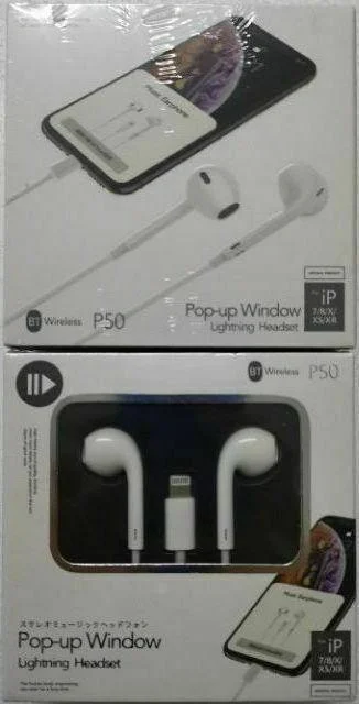 Φωτογραφία προϊόντος: OEM Pop up Window Earbuds Handsfree με Βύσμα Lightning Λευκό