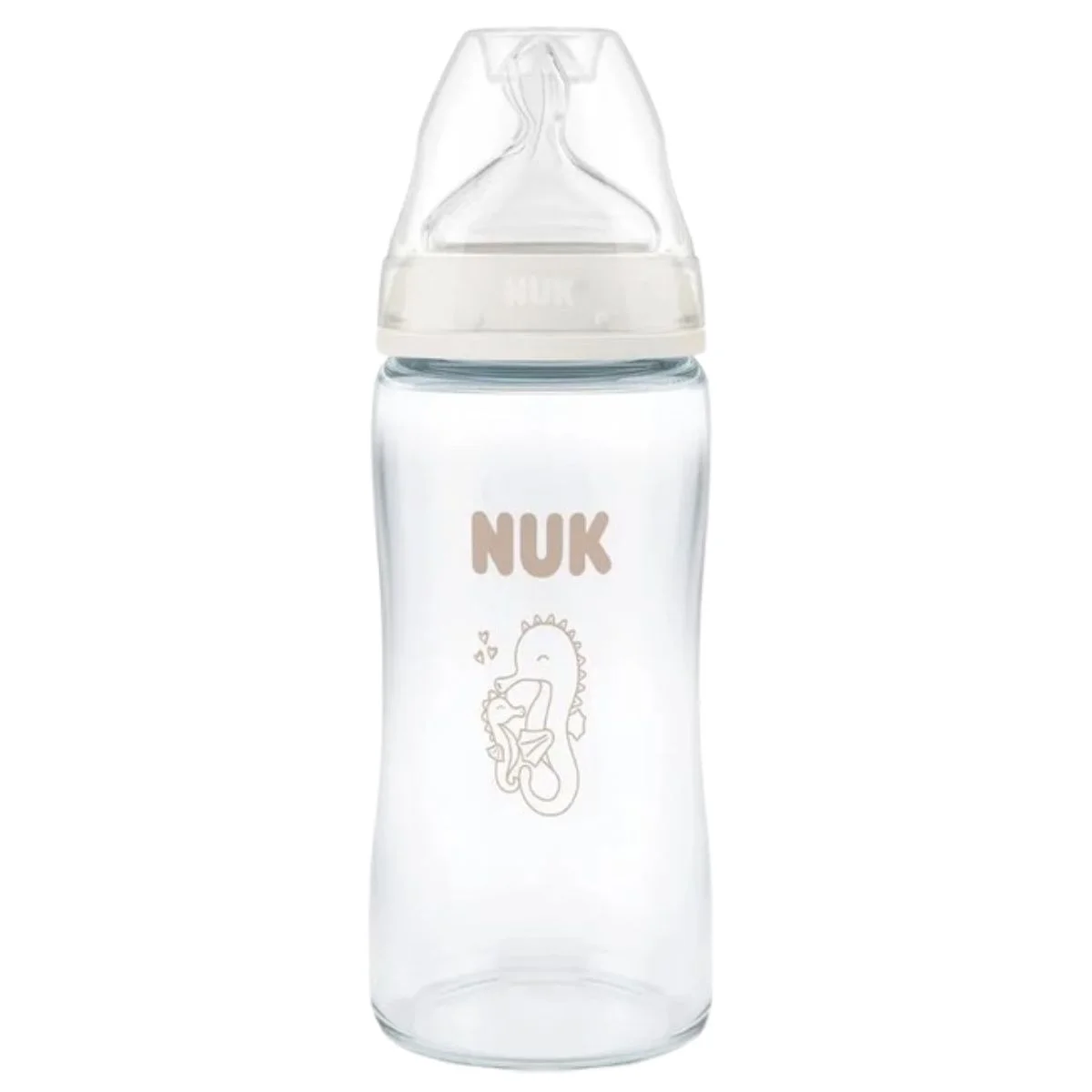 Φωτογραφία προϊόντος: Nuk,Nuk Μπιμπερό Γυάλινα Nuk first choise γυάλινο μπιμπερό με θηλή σιλικόνης 3m+ 240ml seahorse