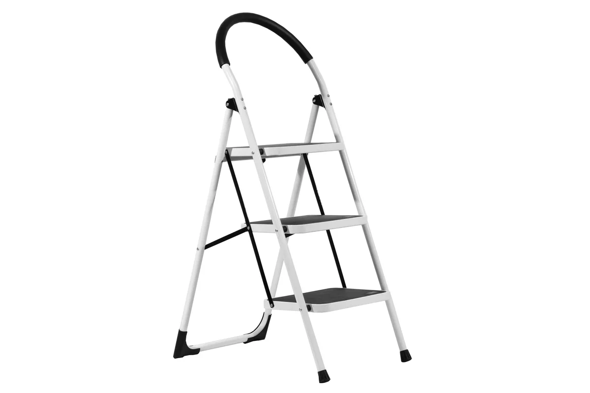 Φωτογραφία προϊόντος: General Trade Σκαλάκι-σκαμπό High Folding Step Stool με 3 σκαλιά μεταλλικό λευκό-μαύρο 47,5x69x112εκ. αντοχής max150Kg πτυσσόμενο