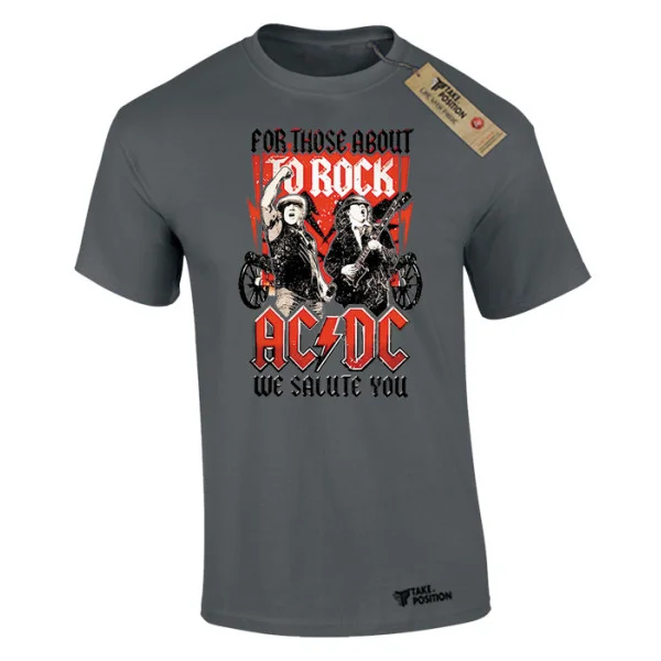 Φωτογραφία προϊόντος: Ανδρικό μπλουζάκι t-shirt βαμβακερό Takeposition ACDC we salute you σε Χακί, 320-7554b-15