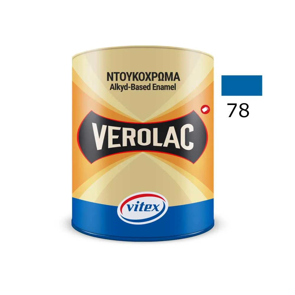 Φωτογραφία προϊόντος: Vitex VEROLAC No 78 Βερνικόχρωμα Διαλύτου για Μεταλλικές και Ξύλινες Επιφάνειες Μπλέ 0.180 lt