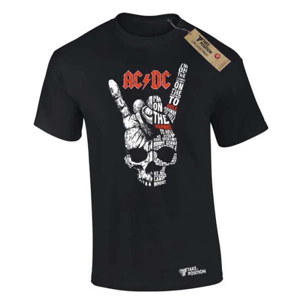 Φωτογραφία προϊόντος: Ανδρικό μπλουζάκι t-shirt βαμβακερό Takeposition ACDC Highway to Hell σε Μαύρο, 320-7516b-02