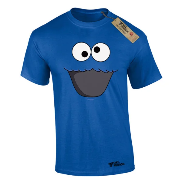 Φωτογραφία προϊόντος: Ανδρικό μπλουζάκι t-shirt βαμβακερό Takeposition Seasame Streat Cookie Monster Face, Μπλε royal, 320-1382-10