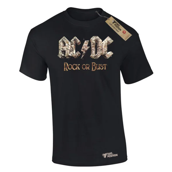 Φωτογραφία προϊόντος: Ανδρικό μπλουζάκι t-shirt βαμβακερό Takeposition ACDC rock or rust σε Μαύρο, 320-7537b-02