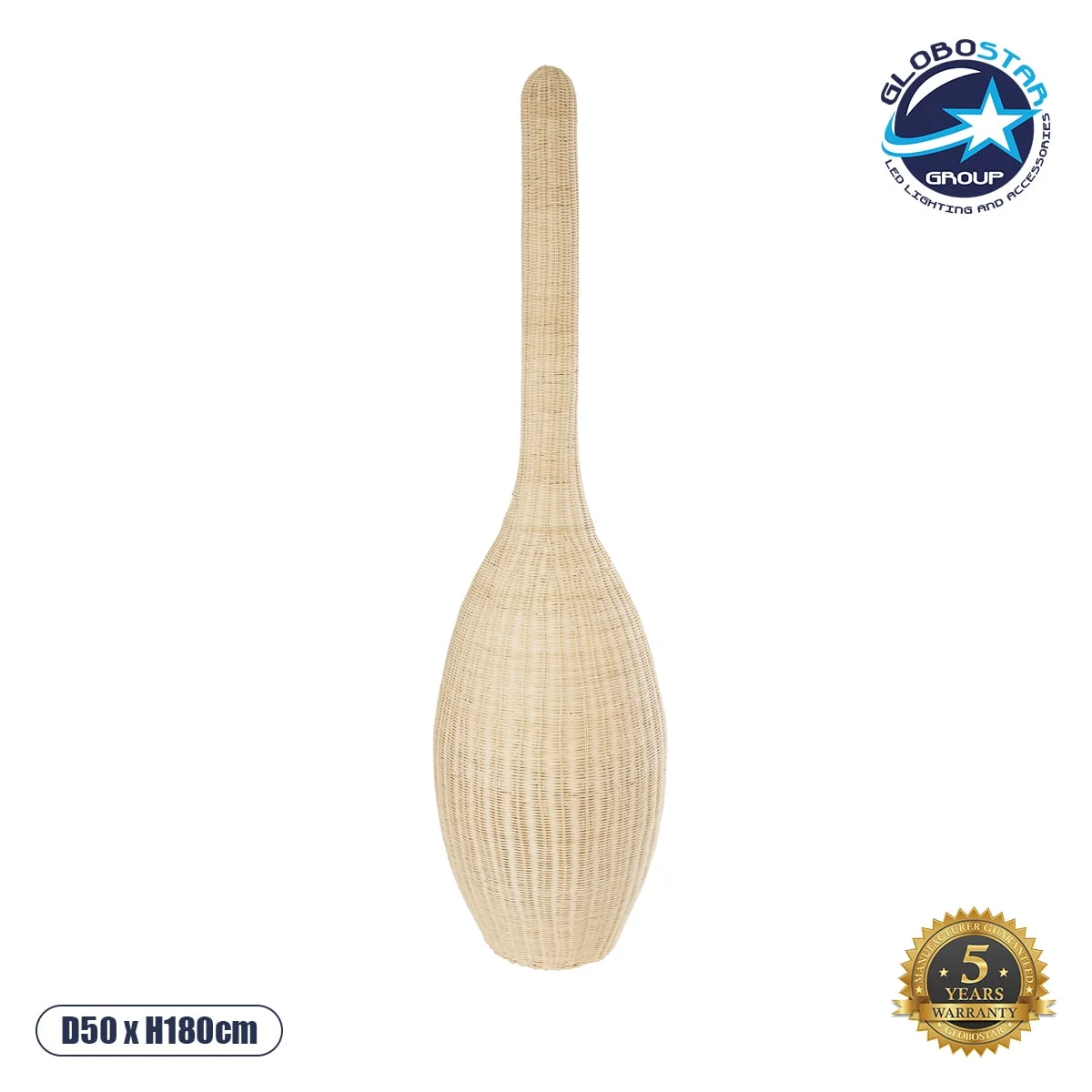 Φωτογραφία προϊόντος: GloboStar® PARADIS 01846 Boho Επιδαπέδιο Φωτιστικό Μονόφωτο 1 x E27 AC220-240V IP20 - Φ50 x Υ180cm - Μπεζ Ξύλινο Ρατάν Πλέγμα - 5 Χρόνια Εγγύηση