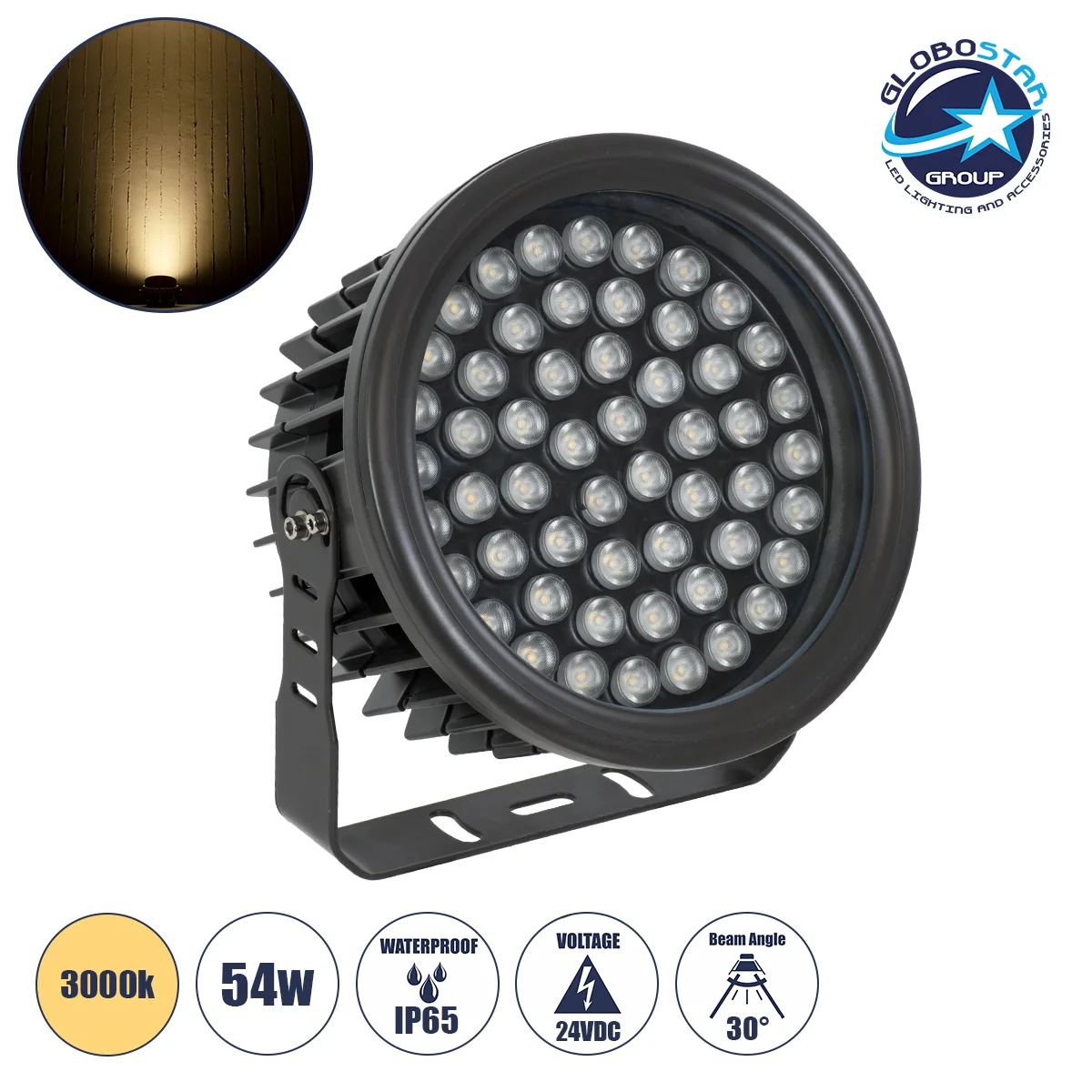 Φωτογραφία προϊόντος: GloboStar® FLOOD-NEVA 90398 Προβολέας Wall Washer για Φωτισμό Κτιρίων LED 54W 4860lm 30° DC 24V Αδιάβροχο IP65 Μ24.5 x Π24.5 x Υ14.7cm Θερμό Λευκό 3000K - Γκρι Ανθρακί - 3 Χρόνια Ε