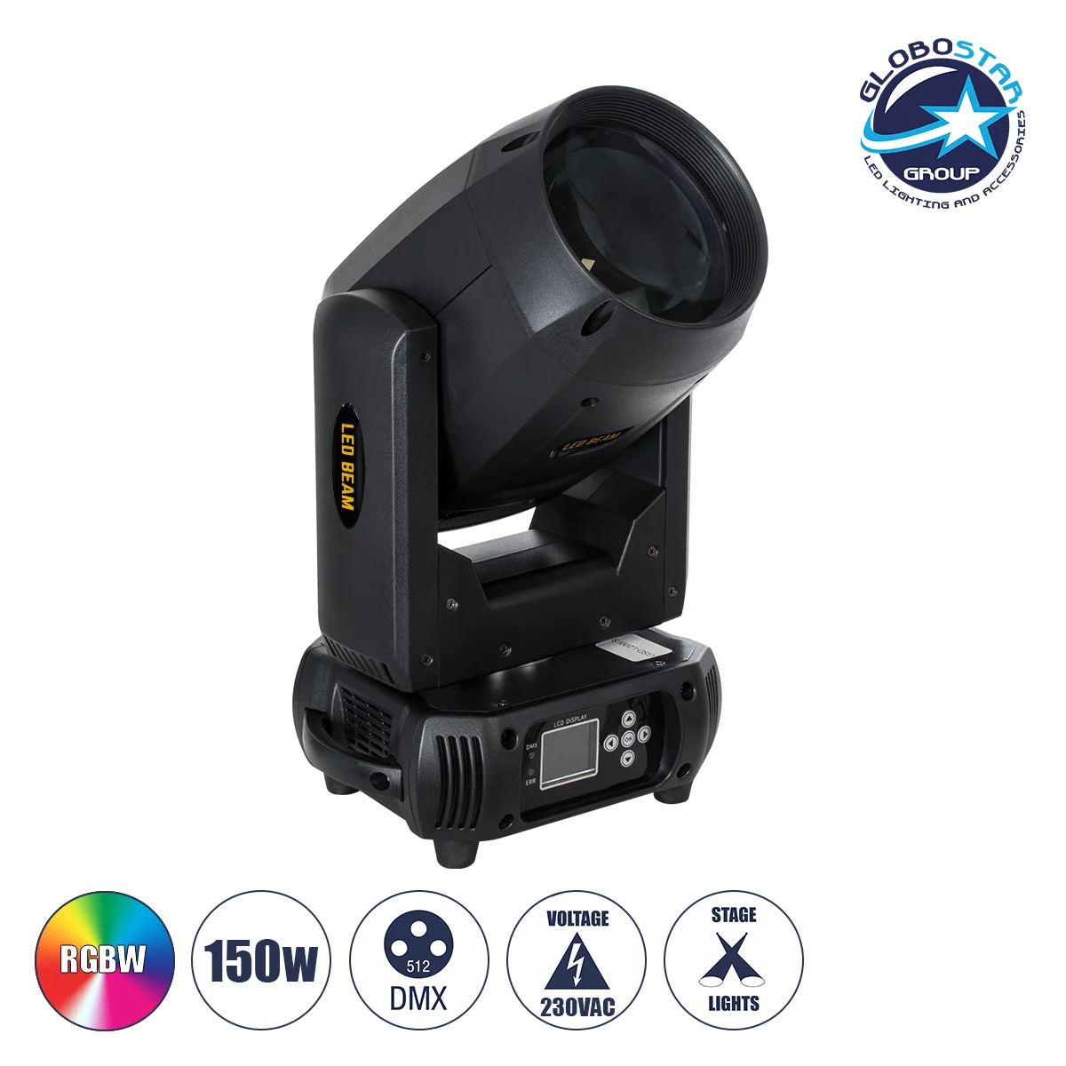 Φωτογραφία προϊόντος: GloboStar® HERA 51169 Επαγγελματική Κινούμενη Ρομποτική Κεφαλή Super BEAM Light CREE LED 150W AC 220V-240V IP20 RGBW DMX512 - Μ25.5 x Π18 x Υ43cm - 2 Χρόνια Εγγύηση