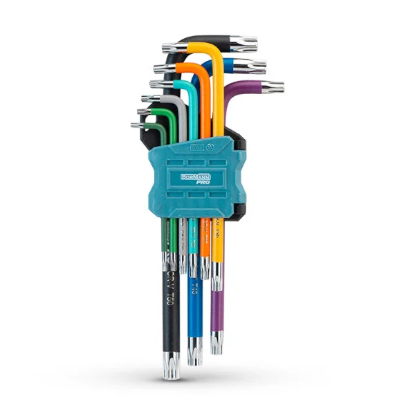 Φωτογραφία προϊόντος: BORMANN Pro BHT7242 Κλειδιά Torx με Τρύπα Μακριά με Χρωματικό Κώδικα Σετ 9 τεμάχια