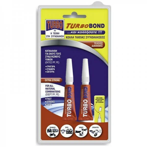 Φωτογραφία προϊόντος: TURBO BOND 88033 Κυανοακρυλική Κόλλα Στιγμής Διαφανής 3GR + 3GR Gel
