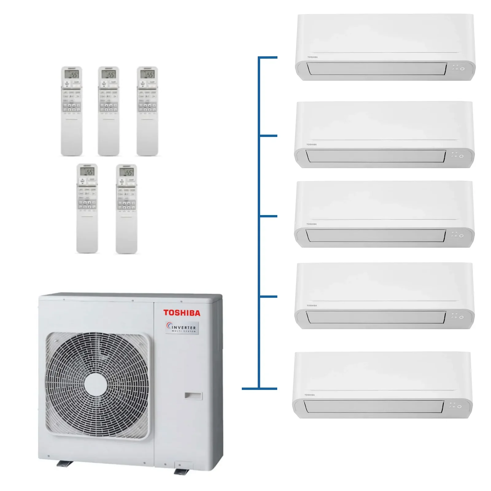Φωτογραφία προϊόντος: Κλιματιστικό Toshiba RAS-5M34G3AVG-E (5-room) + 5 Yukai Plus RAS-B10E2KVG-E