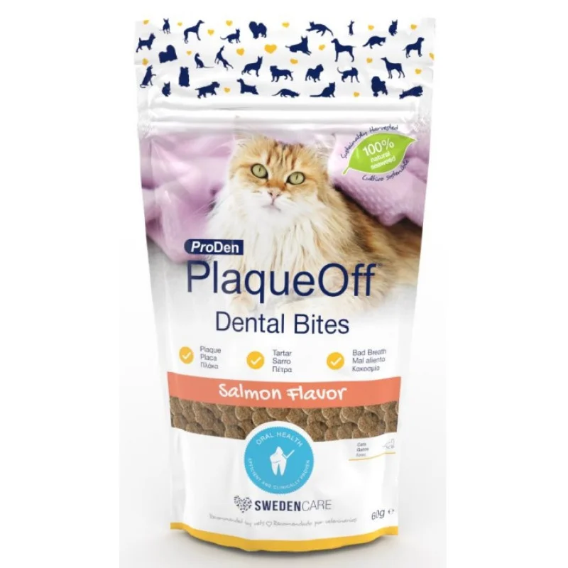 Φωτογραφία προϊόντος: Pet Camelot ProDen PlaqueOff Dental Cat Bites SALMON flavour 60 gr