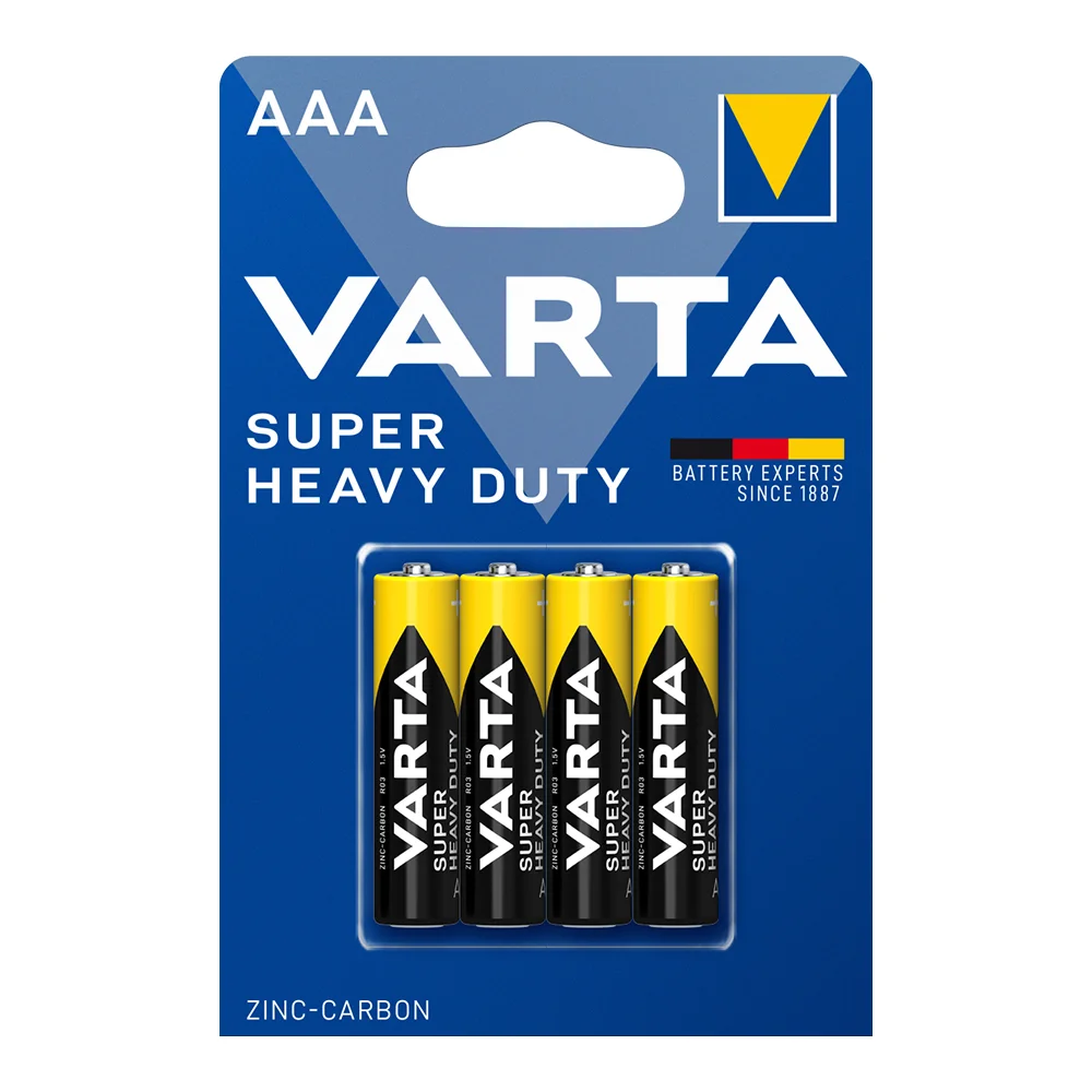 Φωτογραφία προϊόντος: VARTA HEAVY DUTY R-03 ΑΛΚΑΛΙΚΕΣ ΜΠΑΤΑΡΙΕΣ ΑΑΑ 1.5V 4TEMAXIA ZS21-3