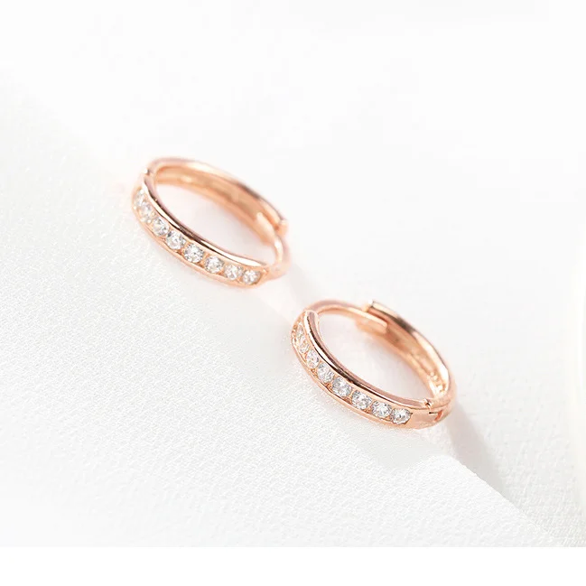 Φωτογραφία προϊόντος: Peach Jewelry Σκουλαρίκι Κρικάκι Με Ζιρκόν Ασήμι 925 Ροζ Χρυσό