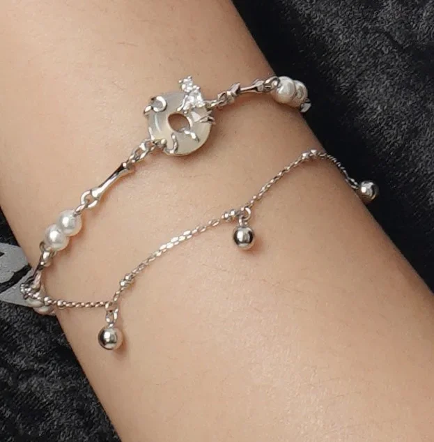 Φωτογραφία προϊόντος: Peach Jewelry Isabella Βραχιόλι Ασήμι 925 Ρόδιο Διπλό Με Τετράγωνα Λευκά Ζιρκόνια Φυσικές Πέρλες Και Λίθο Αχάτη