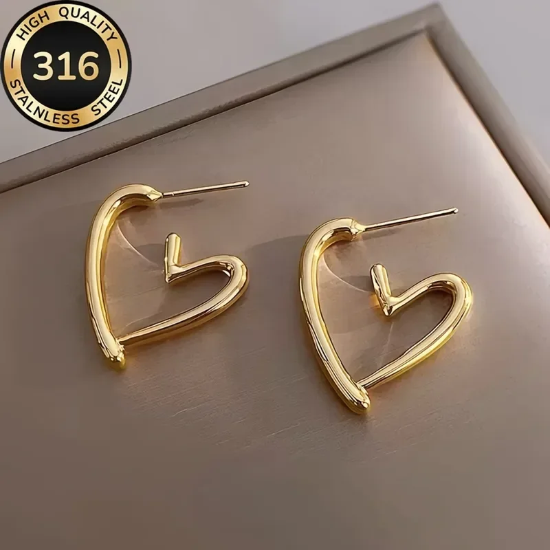 Φωτογραφία προϊόντος: Peach Jewelry Σκουλαρίκια Υποαλλεργικά Σχήμα Καρδιάς Ανοξείδωτο Ατσάλι 18κ επίχρυσο