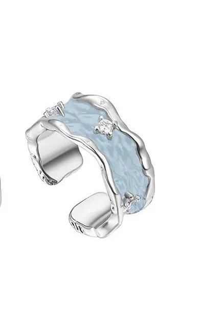 Φωτογραφία προϊόντος: Peach Jewelry Δαχτυλίδι Ασημι 925 Σμάλτο Γαλάζιο Ζιρκόνια
