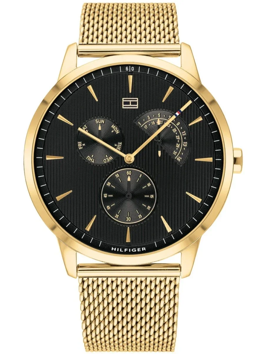 Φωτογραφία προϊόντος: Tommy Hilfiger Ανδρικό Ρολόι 44mm Χρονογράφος Μπαταρίας με Χρυσό Μεταλλικό Μπρασελέ