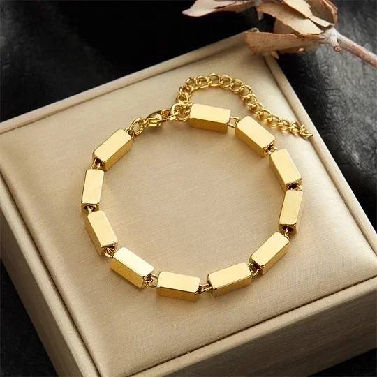 Φωτογραφία προϊόντος: Peach Jewelry Βραχιόλι Χρυσό Μινιμαλιστικό Γεωμετρικό από Ανοξείδωτο Ατσάλι