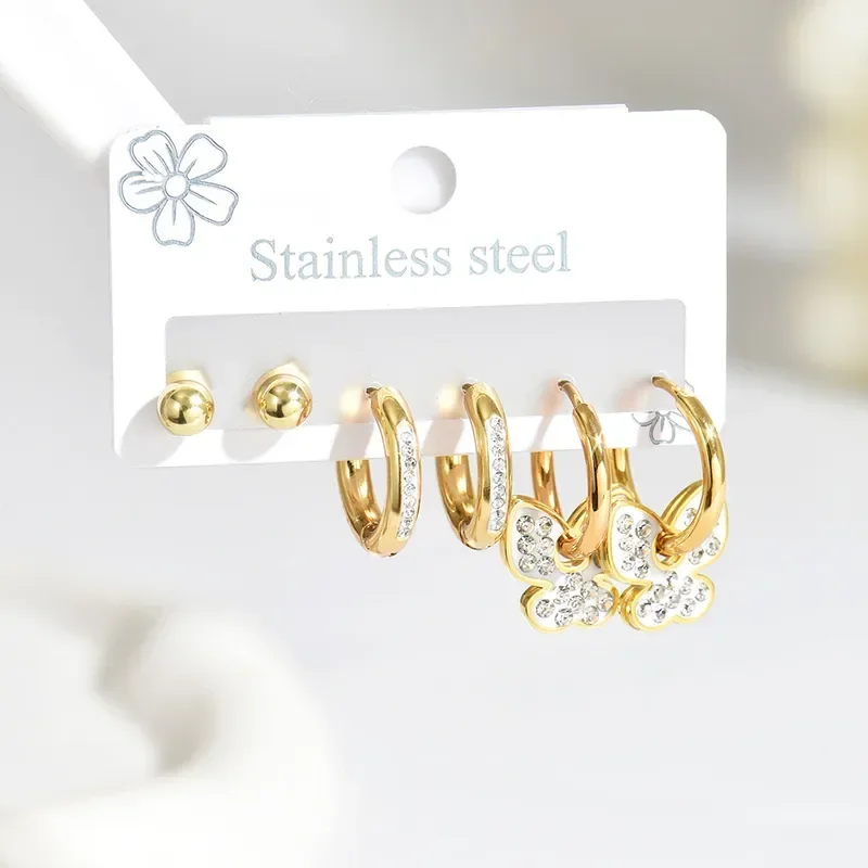 Φωτογραφία προϊόντος: Peach Jewelry Σετ Σκουλαρικιών Πεταλούδα κρίκοι Από Ανοξείδωτο Ατσάλι 316