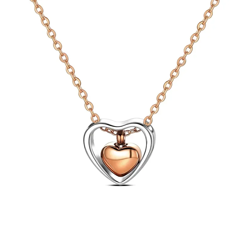 Φωτογραφία προϊόντος: Peach Jewelry Κολιέ Καρδιά Μέσα σε Καρδιά Από Ανοξείδωτο Ατσάλι 304 PVD – Επιχρυσωμένο Ροζ Χρυσό 18K Χειροποίητο & Κομψό