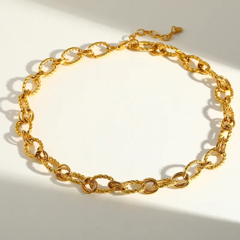 Φωτογραφία προϊόντος: Peach Jewelry Κολιέ Περίτεχνο Αλυσιδωτό Ανοξείδωτο Ατσάλι 316 Επιχρυσωμένο