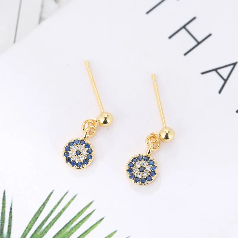 Φωτογραφία προϊόντος: Peach Jewelry Σκουλαρίκια Μπίλια Ματάκι Με Ζιρκόν Ασήμι 925 Επιχρυσωμένο Symbol
