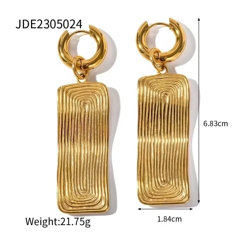 Φωτογραφία προϊόντος: Peach Jewelry Σκουλαρίκια Μινιμαλιστικά Ορθογώνια από 304 Ανοξείδωτο Ατσάλι Επιχρυσωμένα