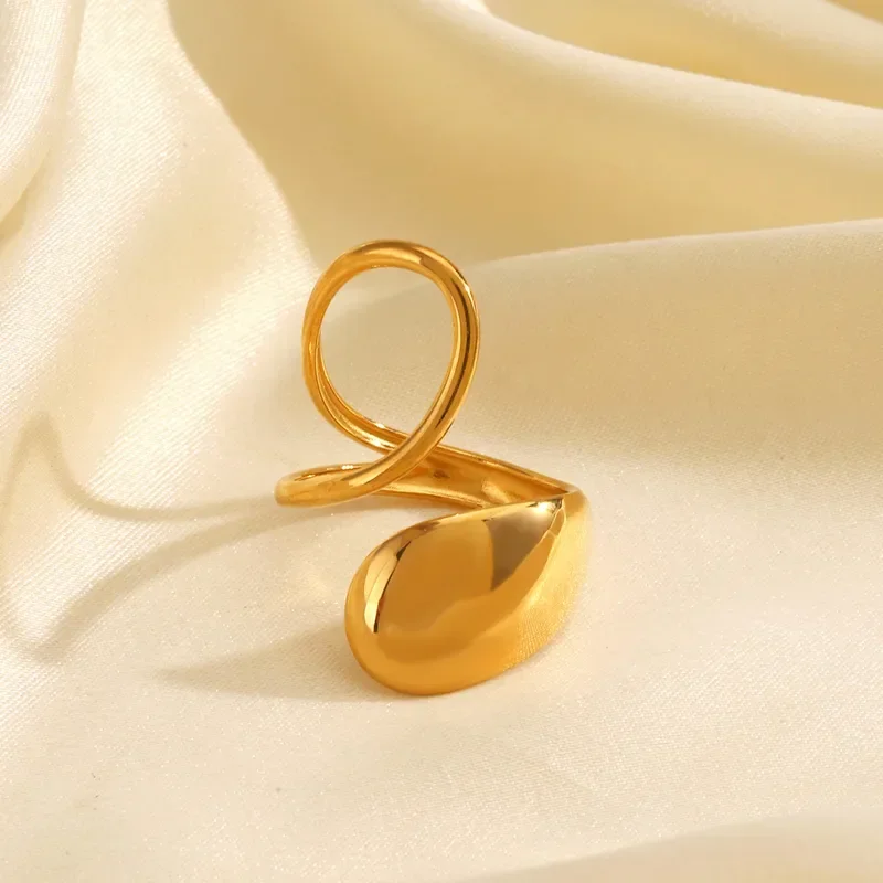 Φωτογραφία προϊόντος: Peach Jewelry Δαχτυλίδι Ρετρό Στυλ Οβάλ Από Ανοξείδωτο Ατσάλι 304 Επιχρυσωμένο 18K
