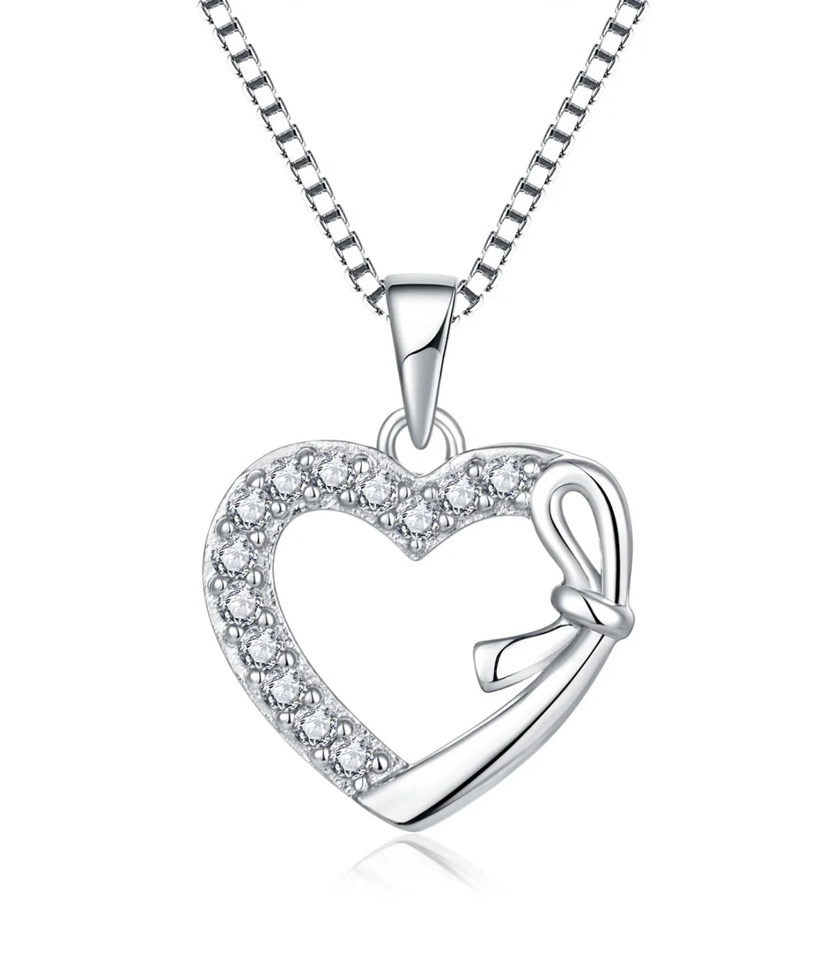 Φωτογραφία προϊόντος: Peach Jewelry Μενταγιόν Laura Ασήμι 925 Ρόδιο Κορδέλα Καρδιά Με Ζιργκόν