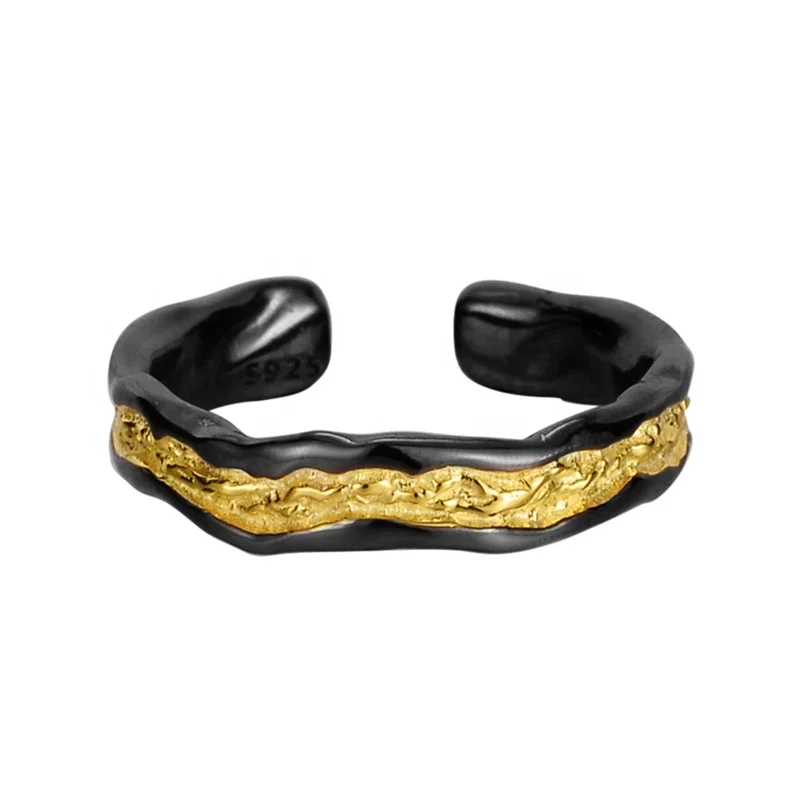 Φωτογραφία προϊόντος: Peach Jewelry Isabella Δαχτυλίδι Ασήμι 925 Περίτεχνο Επιχρυσωμένο 18Κ Χρυσό Και Μαύρο