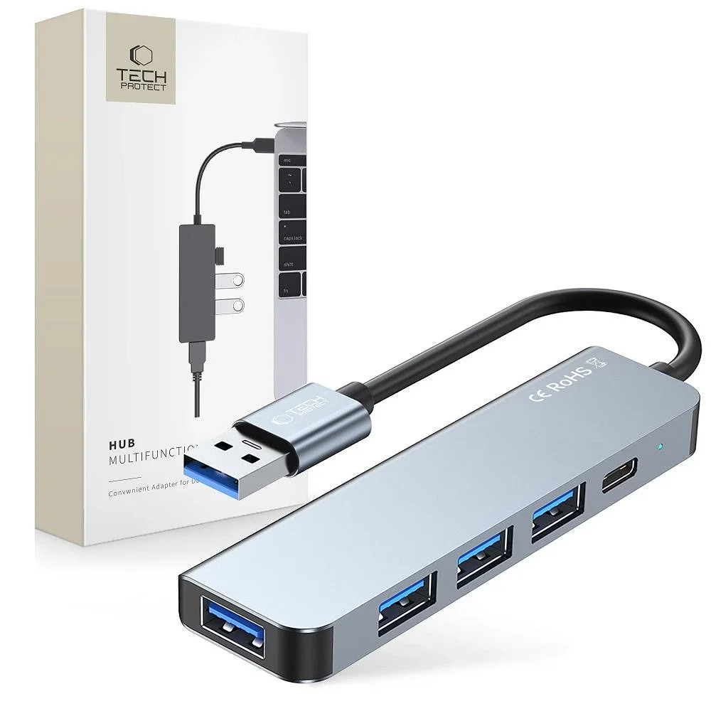 Φωτογραφία προϊόντος: Tech-Protect V0-Hub Adapter 5-in-1 4x USB-A / 1x Type-C Grey