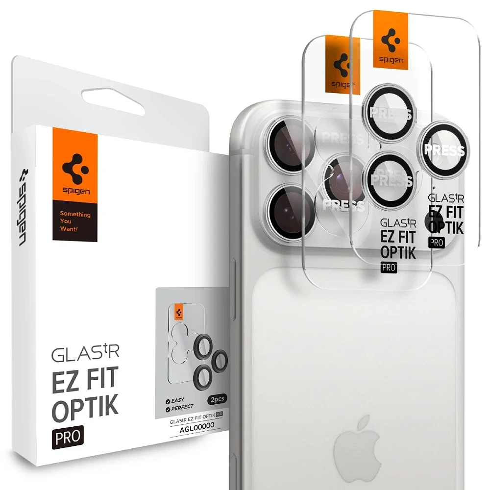 Φωτογραφία προϊόντος: Spigen Optik Pro Glas.tr ”Ez Fit” Camera Protector 2-Pack iPhone 16 Pro / Max / 17 Pro / Max Silver