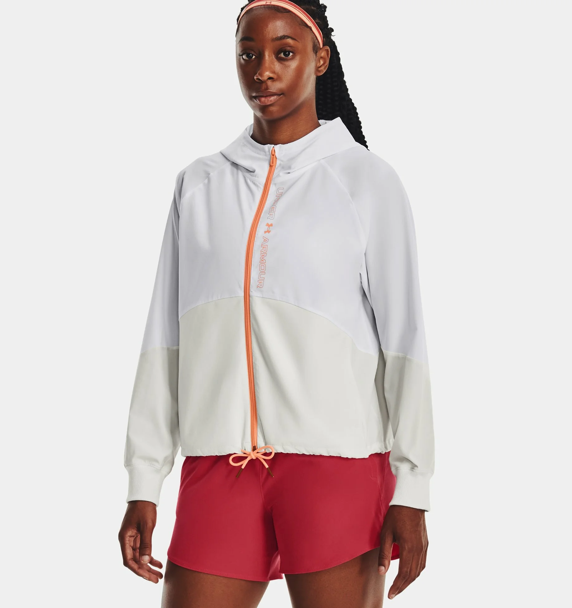 Φωτογραφία προϊόντος: Under Armour Woven Full-Zip Jacket Γυναικείο Αντιανεμικό Μπουφάν Λευκό