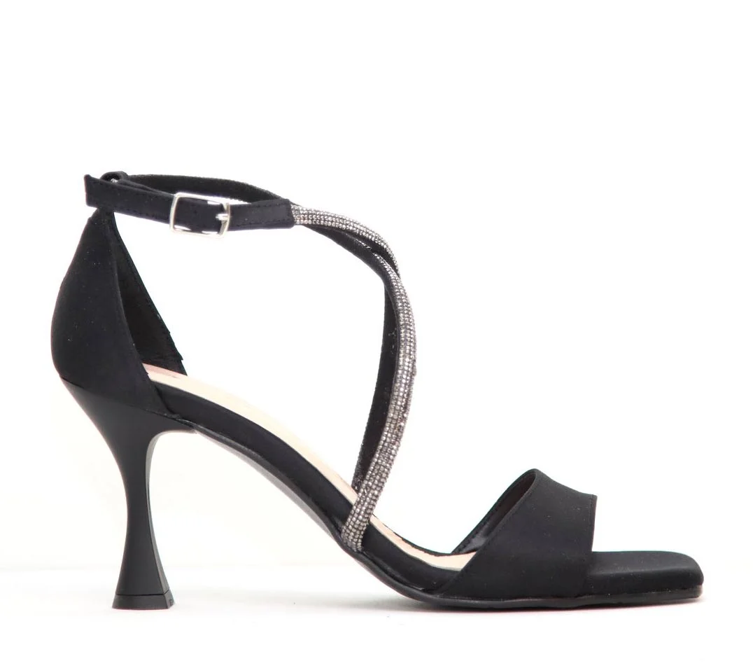 Φωτογραφία προϊόντος: Anteos Shoes 0753 Γυναικεία Πέδιλα Σατέν σε Μαύρο χρώμα