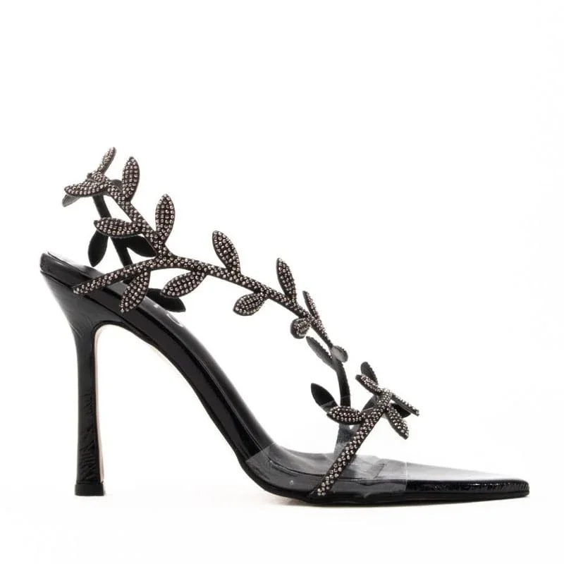 Φωτογραφία προϊόντος: Iris Shoes 25/8 Γυναικεία Πέδιλα από Δέρμα με Strass σε Μαύρο χρώμα