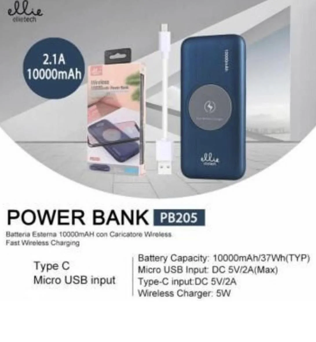 Φωτογραφία προϊόντος: OEM Ellietech PB205 Power Bank 10000mAh ΜΠΛΕ