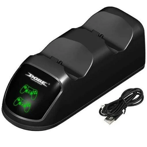 Φωτογραφία προϊόντος: OEM Dobe Dual Charging Dock Βάση Φόρτισης για 2 χειριστήρια PS4 με φωτισμό LED Μαύρο