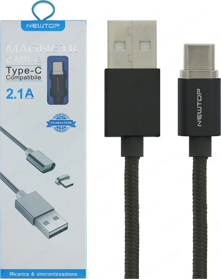 Φωτογραφία προϊόντος: Newtop CU10 Magnetic USB 2.0 Cable USB-C male - USB-A male Μαύρο 1m (CU10)