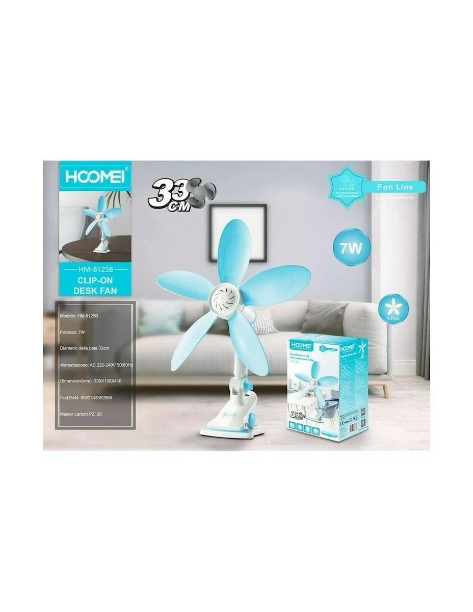 Φωτογραφία προϊόντος: Hoomei Mini Desktop Clip Fan HM-8125B Μπλε