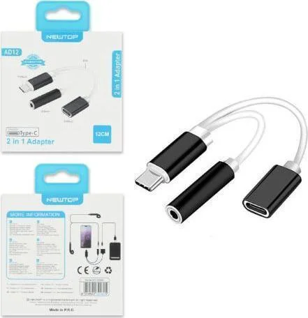 Φωτογραφία προϊόντος: Newtop AD12 Μετατροπέας USB-C male σε 3.5mm / USB-C female