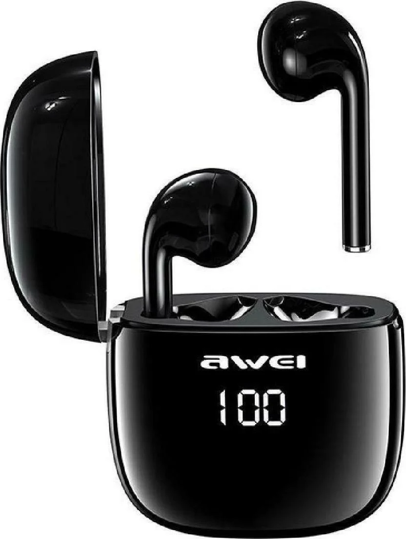 Φωτογραφία προϊόντος: OEM Awei T28P In-ear Bluetooth Handsfree Ακουστικά με Αντοχή στον Ιδρώτα και Θήκη Φόρτισης Μαύρα